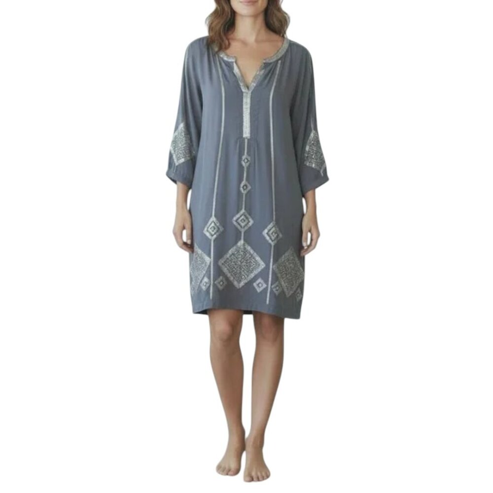 Massimo Dutti Tunic shift Dress Cover-up Gray Sequins